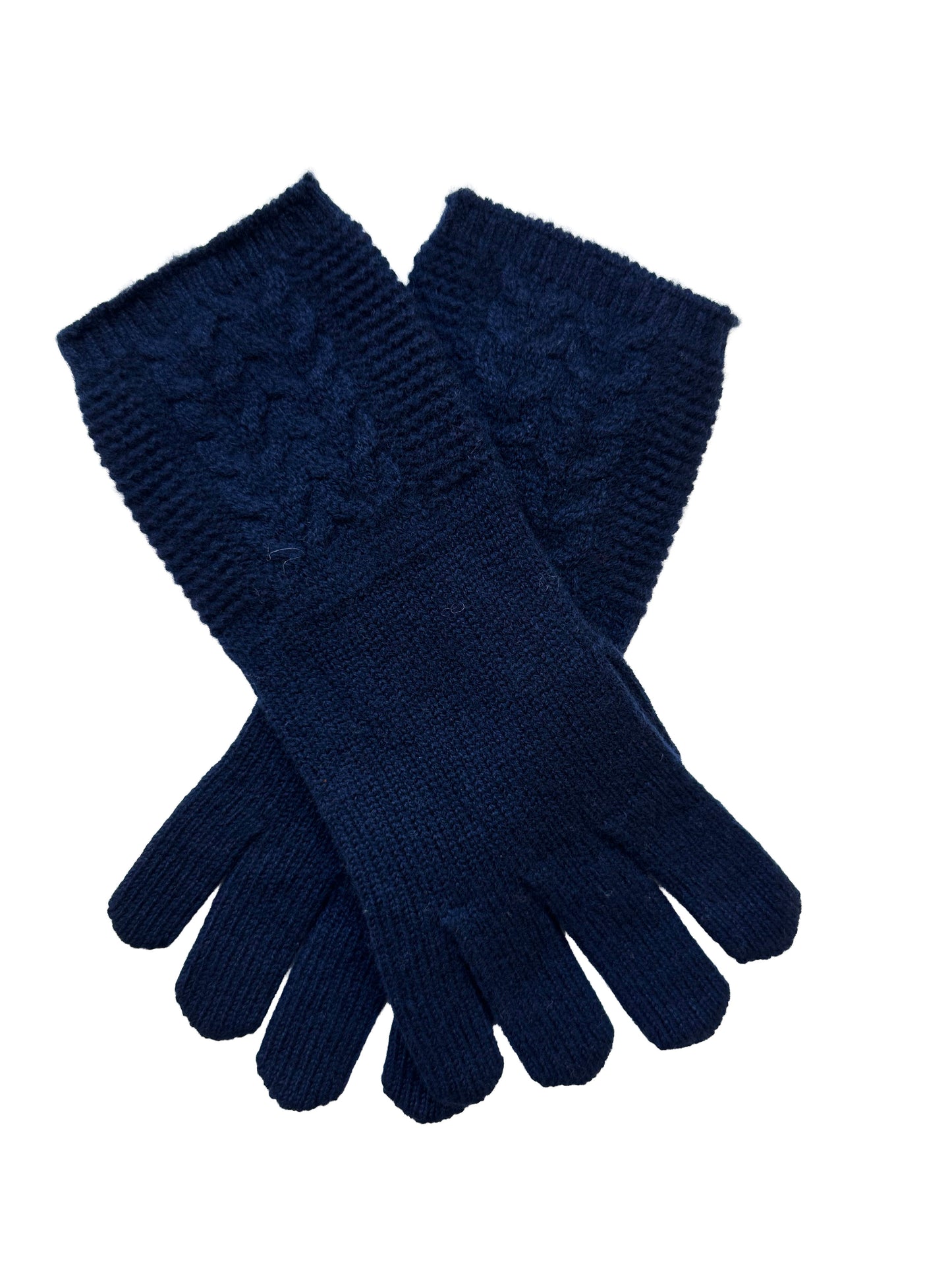 The Ox Haven Cable Gloves Navy Women's