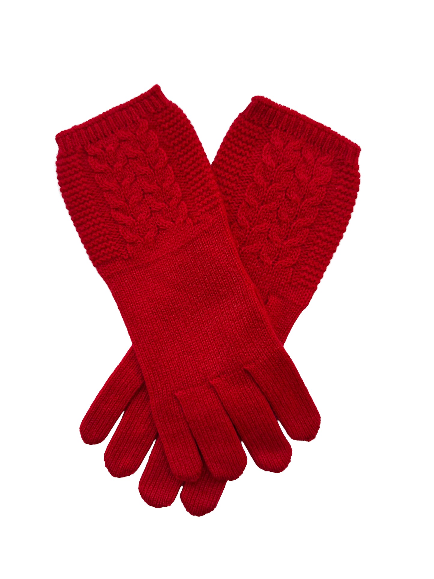 The Ox Haven Cable Gloves Red Women's