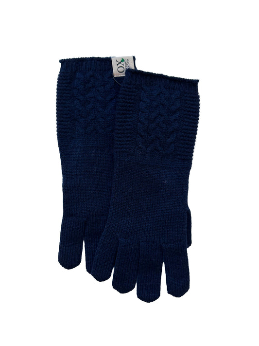 The Ox Haven Cable Gloves Navy Women's
