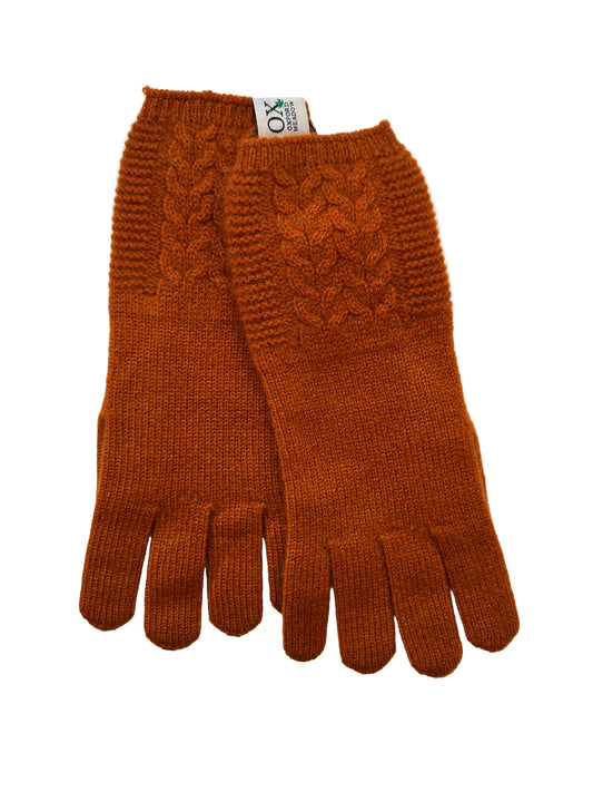 The Ox Haven Cable Gloves Deep Copper Women's