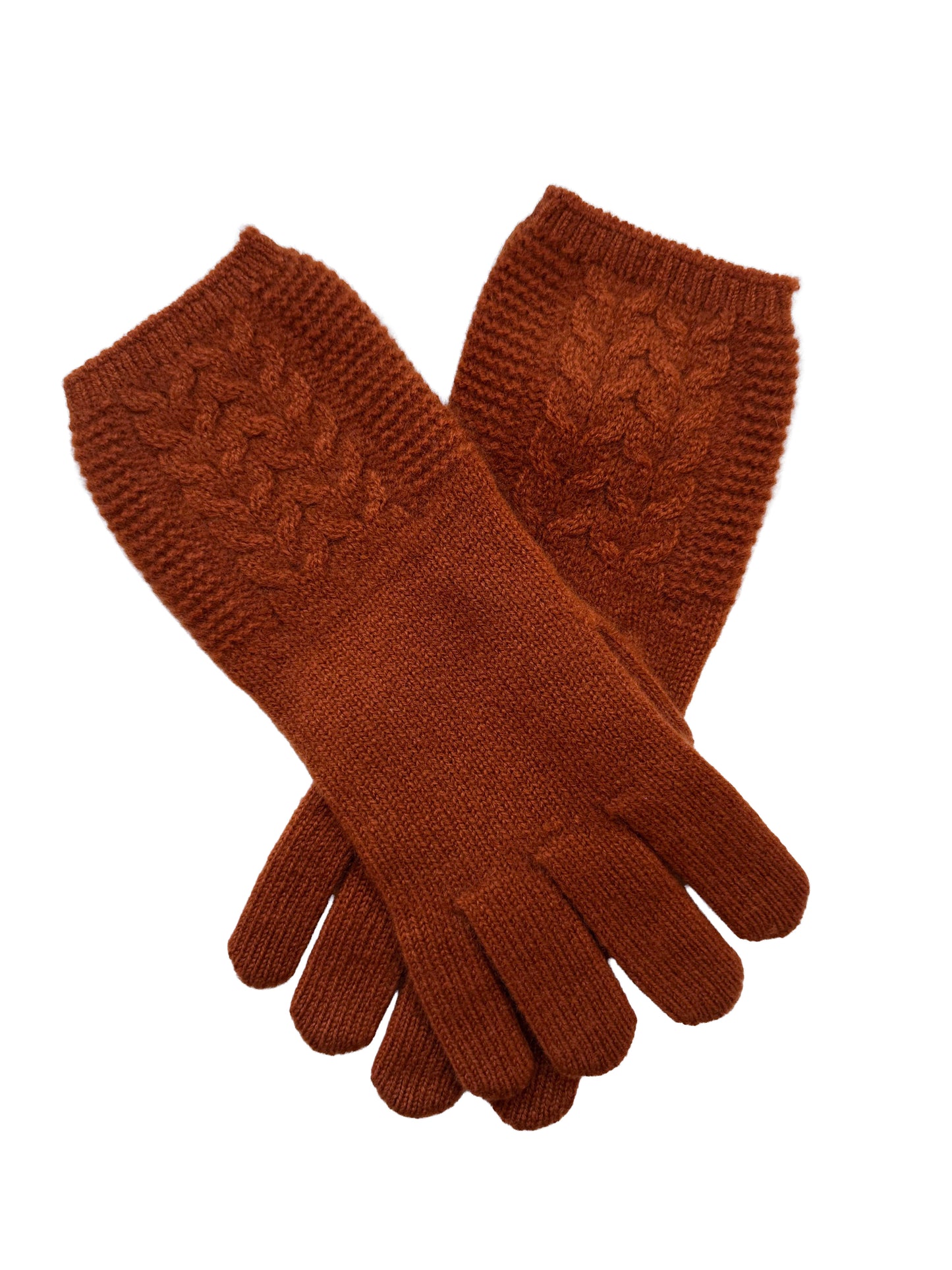 The Ox Haven Cable Gloves Deep Copper Women's