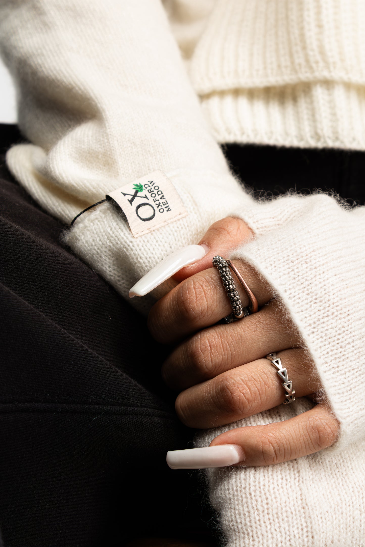 The Ox Haven Fingerless Gloves Cream Long Unisex