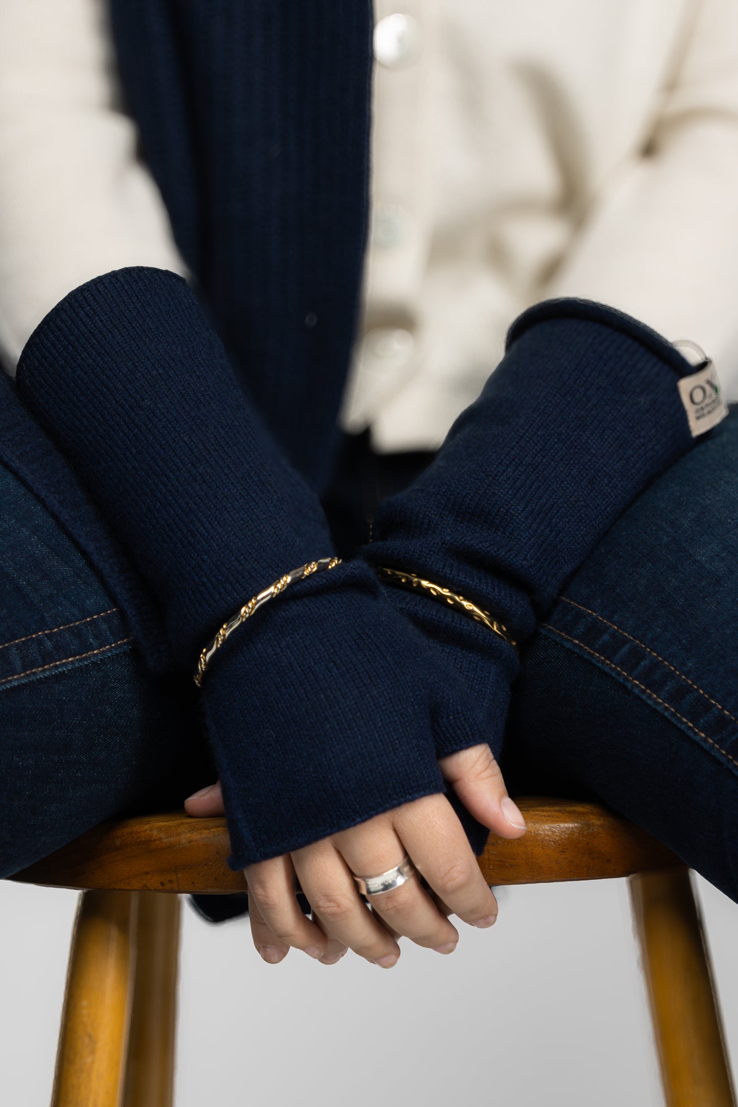 The Ox Haven Fingerless Gloves Navy Long Unisex